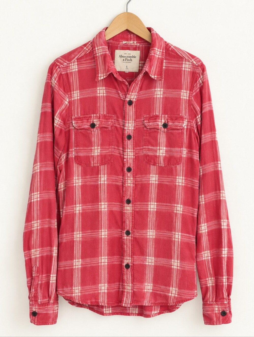 Like New Abercrombie & Fitch Red Checkered Overshirt Sz L